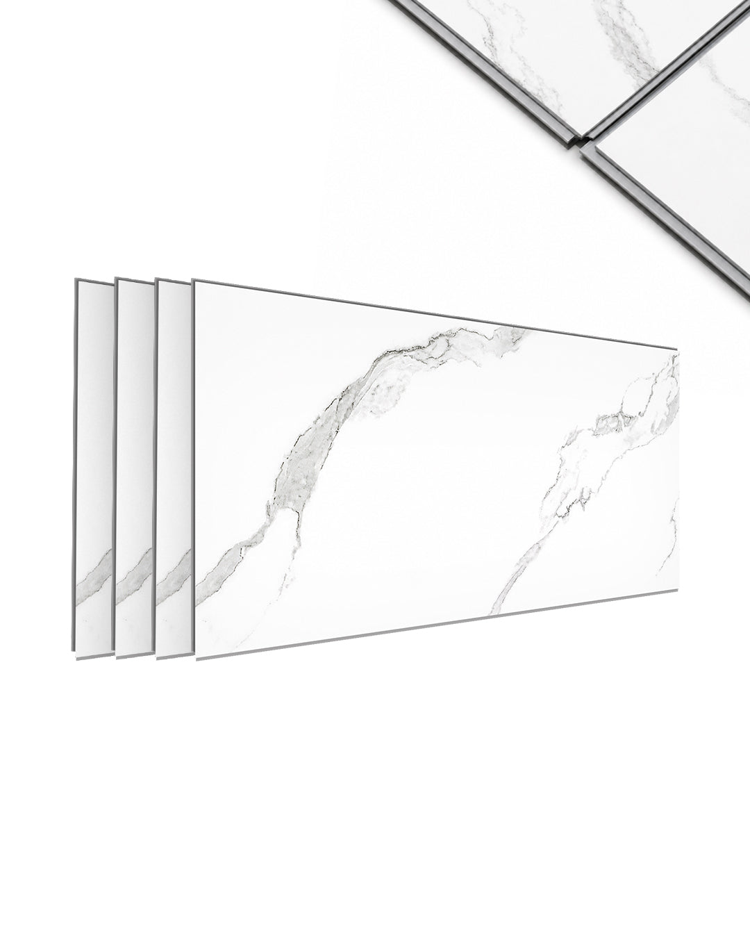 Frozen Horizon- Spc Lock System Marble Effect Wall Panel (24 × 46 in) Glossy Finish