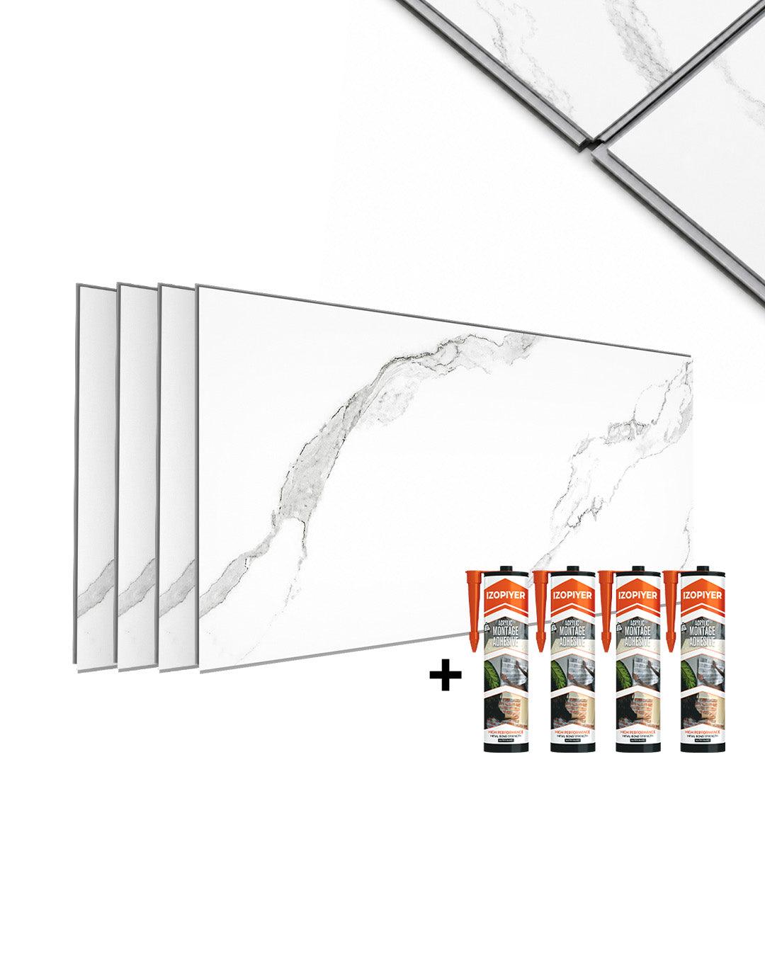 Frozen Horizon- Spc Lock System Marble Effect Wall Panel (24 × 46 in) Glossy Finish