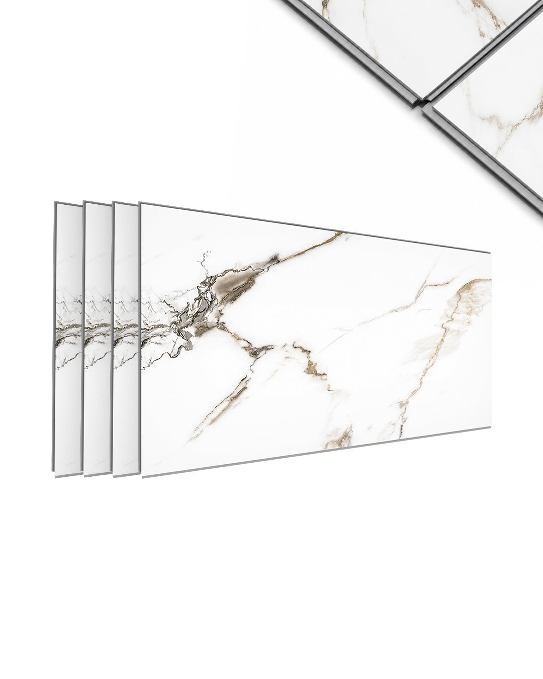 Golden Desert- Spc Lock System Marble Effect Wall Panel (24 × 46 in) Glossy Finish
