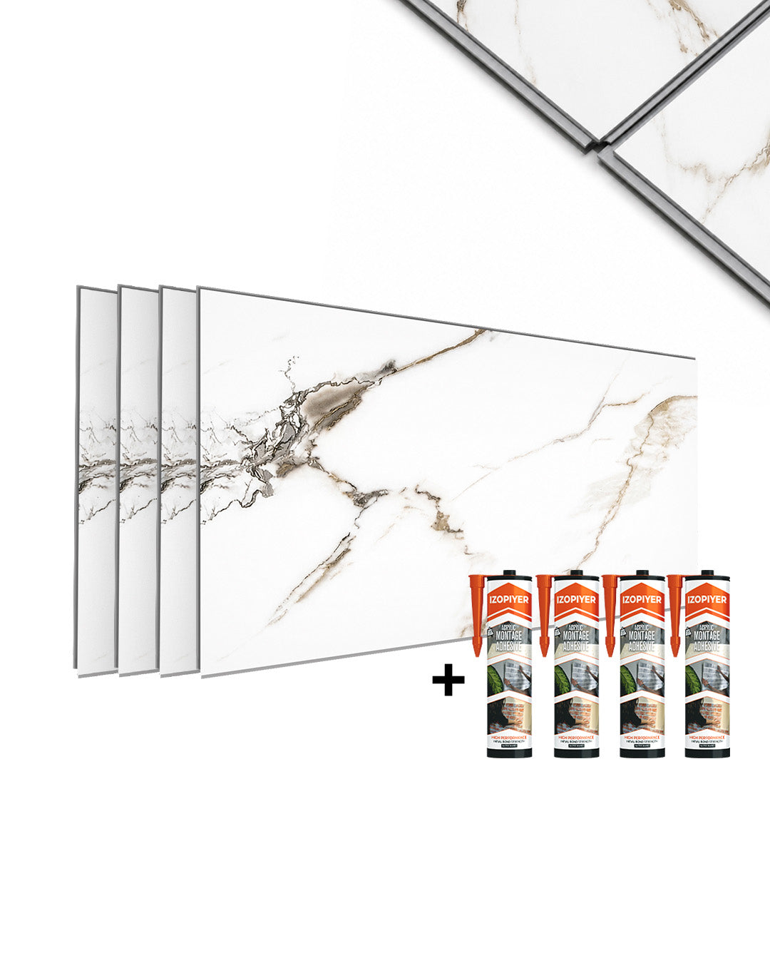 Golden Desert- Spc Lock System Marble Effect Wall Panel (24 × 46 in) Glossy Finish