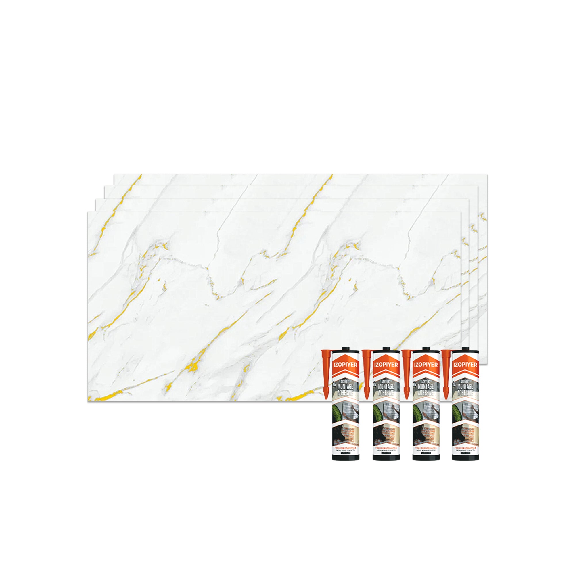 Golden Harmony | Marble Look Decorative Wall Panels (24"x48") | 4 Pieces | Alternative to Bathroom & Kitchen Tiles, Shower Wall Panels, Kitchen Backsplash