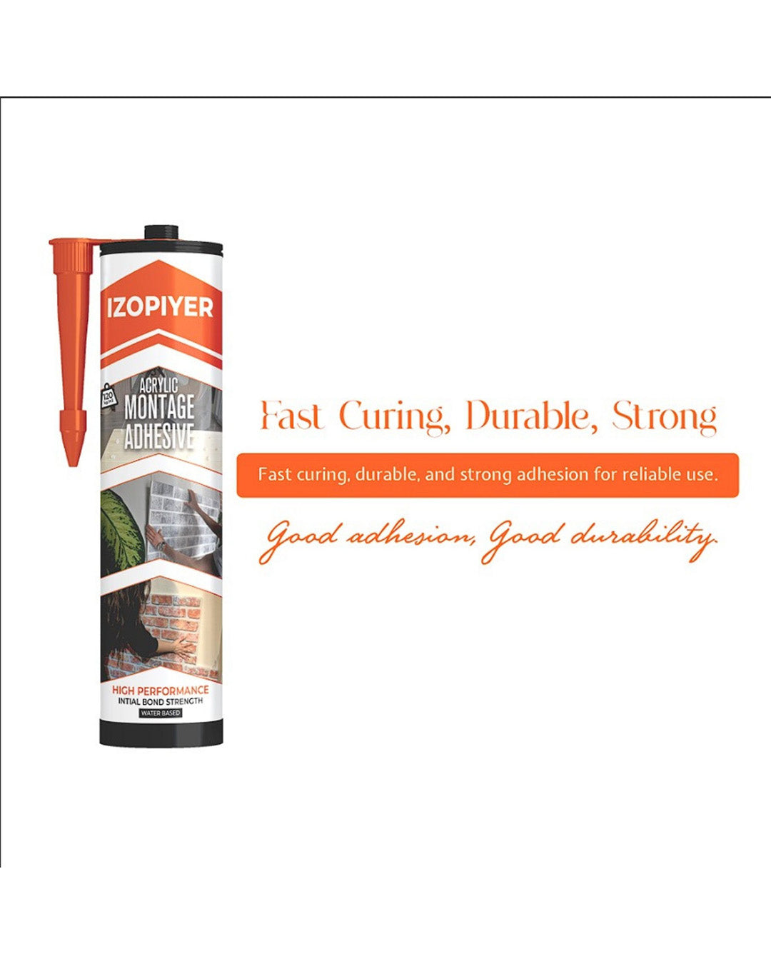 IZODEKOR Construction Adhesive - High-Strength Acrylic Adhesive Sealant for Wall Panels, Wood, Tile, Glass, and More | Instant Grab Formula for DIY & Construction Projects