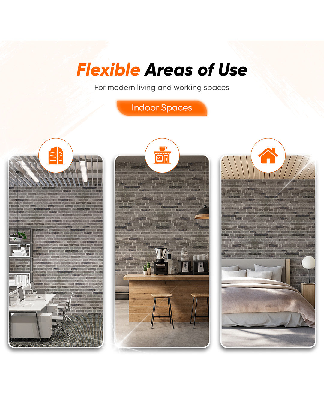 Path Of Gray SL-1926 | 3D Brick Effect Decorative Wall Panels, 20x40in | 3/10/20 Panel Options