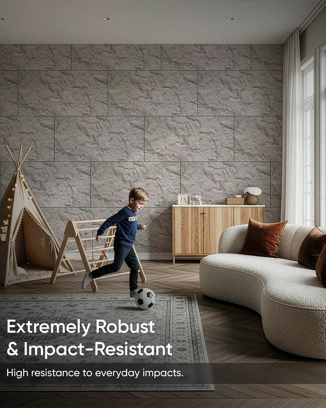 Light Gray, Pu Stone 3D Wall Panels