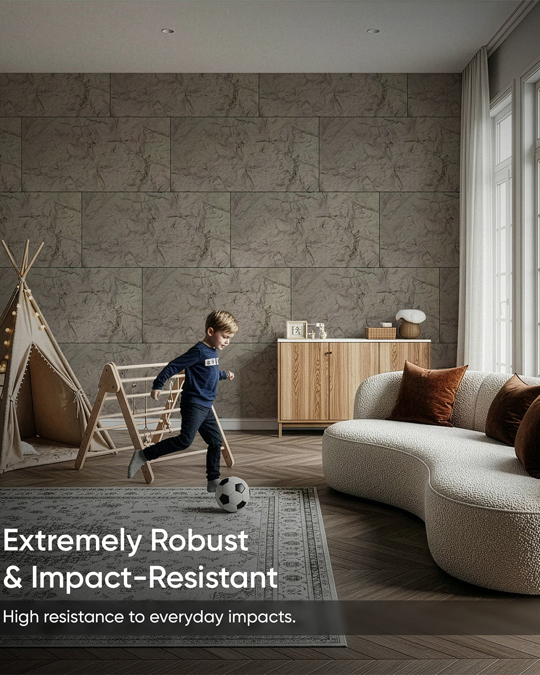 Dark Gray, Pu Stone 3D Wall Panels