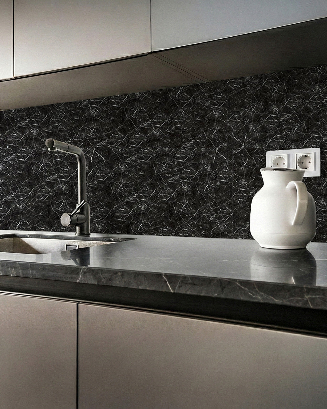 Nightfall Vein | Marble Look Decorative Wall Panels (24"x48") | 4 Pieces  | Alternative to Bathroom & Kitchen Tiles, Shower Wall Panels, Kitchen Backsplash