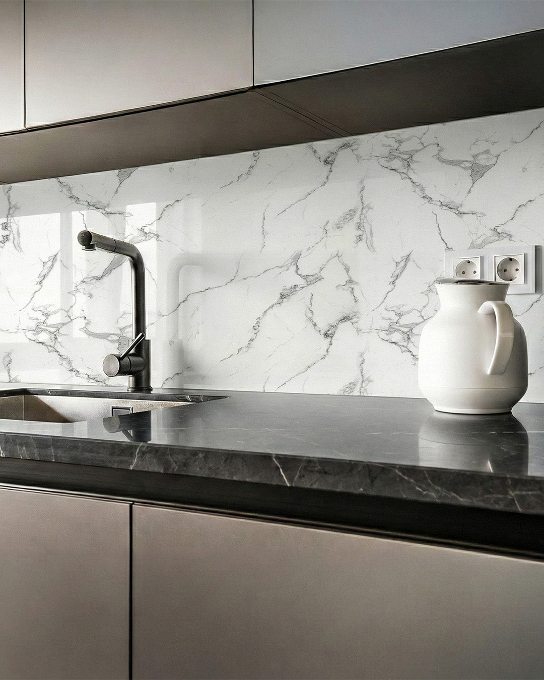 Carrara | Marble Look Decorative Wall Panels (24"x45") | 4 Pieces | Alternative to Bathroom & Kitchen Tiles, Shower Wall Panels, Kitchen Backsplash