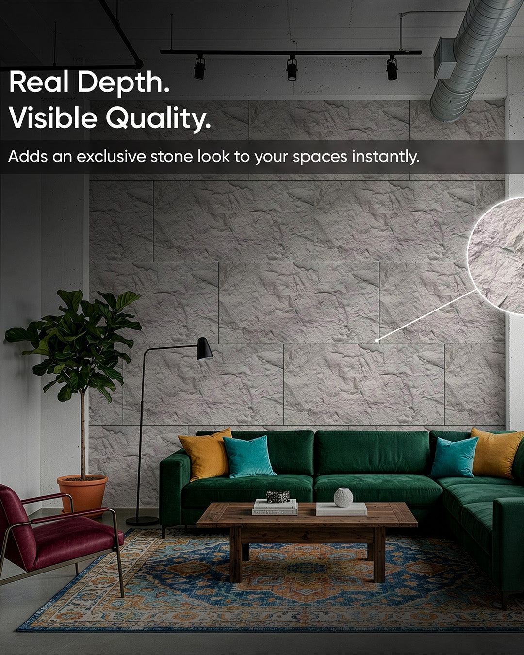 Light Gray, Pu Stone 3D Wall Panels