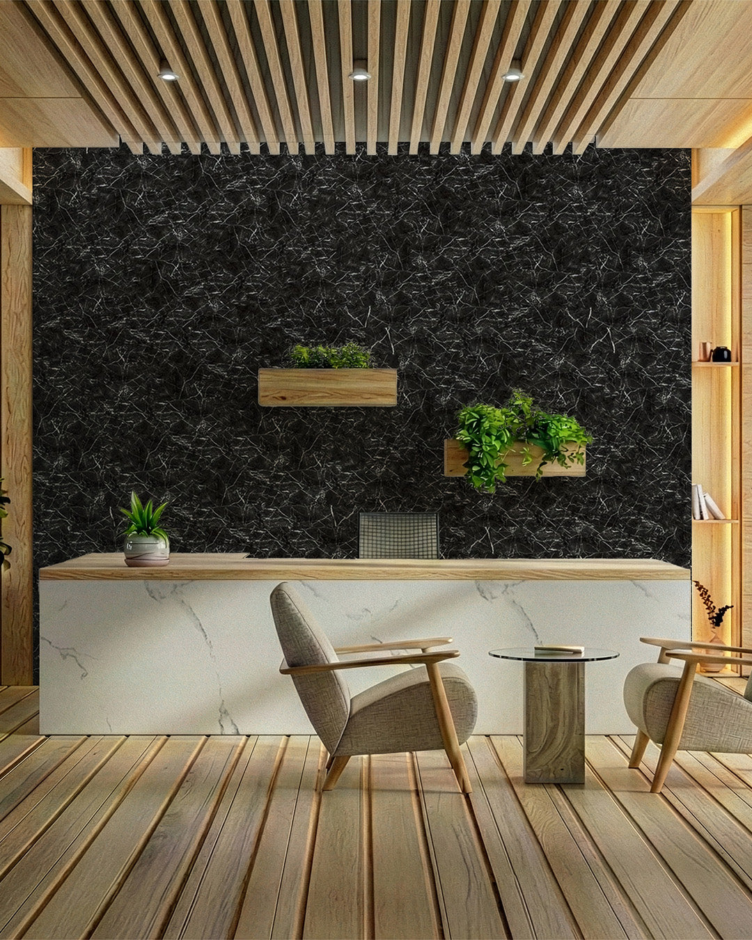 Nightfall Vein | Marble Look Decorative Wall Panels (24"x48") | 4 Pieces  | Alternative to Bathroom & Kitchen Tiles, Shower Wall Panels, Kitchen Backsplash