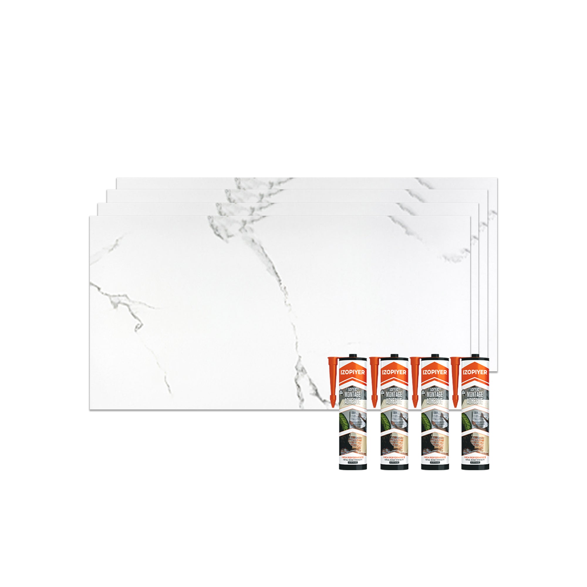 White Serenity | Marble Look Decorative Wall Panels (24"x48") | 4 Pieces | Alternative to Bathroom & Kitchen Tiles, Shower Wall Panels, Kitchen Backsplash